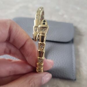 Gold Snake Bangle with Crystal Accents